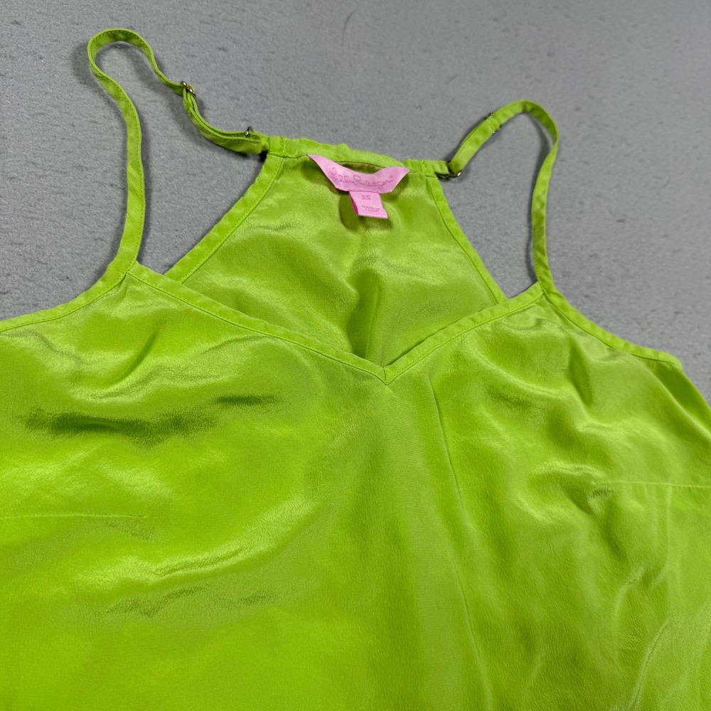 Lilly Pulitzer Mint Green 100% Silk Spaghetti Strap Camisole Top Size XS